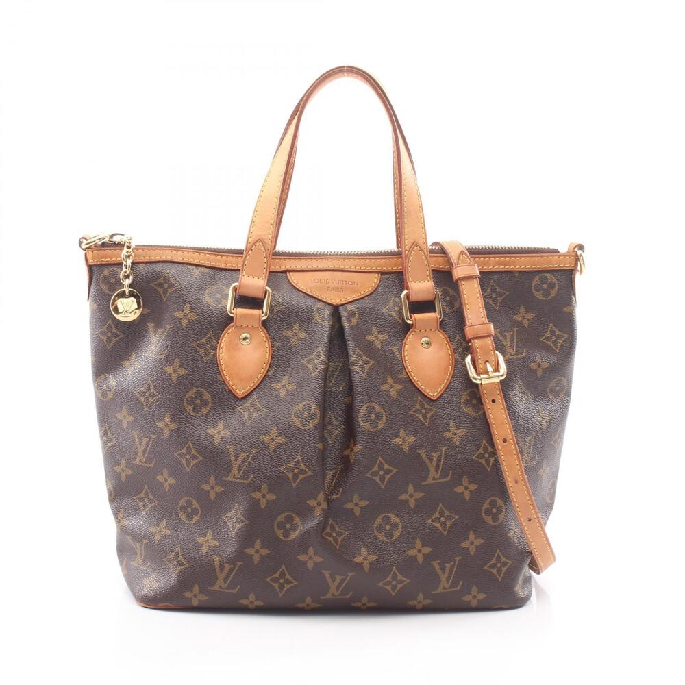 Louis Vuitton Palermo Top Handle Bag Canvas Leather Monogram Brown